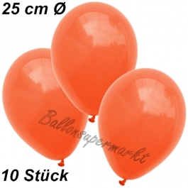 Luftballons 25 cm, Orange, 10 Stück 