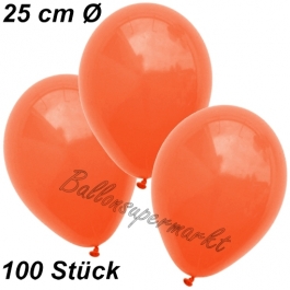 Luftballons 25 cm, Orange, 100 Stück 