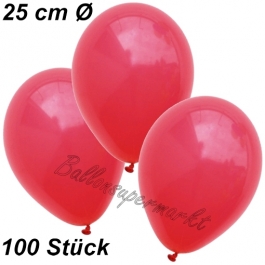 Luftballons 25 cm, Rot, 100 Stück 