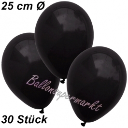 Luftballons 25 cm, Schwarz, 30 Stück 