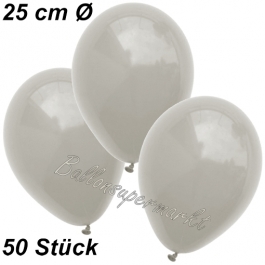 Luftballons 25 cm, Silbergrau, 50 Stück 