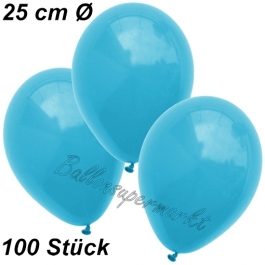 Luftballons 25 cm, Türkis, 100 Stück 