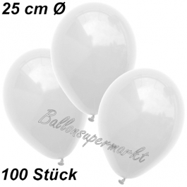 Luftballons 25 cm, Weiß, 100 Stück 