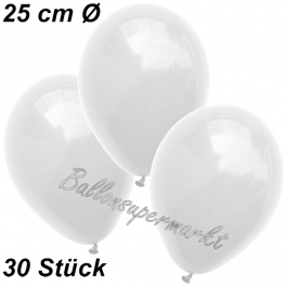 Luftballons 25 cm, Weiß, 30 Stück 
