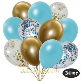 luftballons-30er-pack-5-hellblau-5-gold-konfetti-und-10-metallic-hellblau-10-chrome-gold