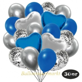 luftballons-30er-pack-9-silber-konfetti-und-9-metallic-royalblau-8-chrome-silber-2-folienballons-silber-2-folienballons-blau