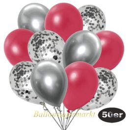 luftballons-50er-pack-15-silber-konfetti-und-18-metallic-rot-17-chrome-silber