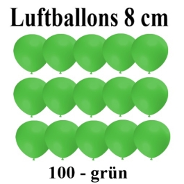 Luftballons, 8 cm, 3", Wasserbomben, 100 Stück, Grün