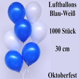 Luftballons Blau-Weiß, 30 cm, Oktoberfest Dekoration, 1000 Stück