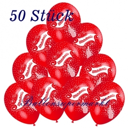 Motiv-Luftballons Glueckwuensche, rot, 50 Stueck