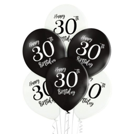 Luftballons Happy 30th Birthday, Latexballons 12", 6 Stück
