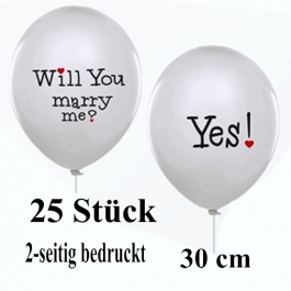 25 Luftballons zum  Heiratsantrag: Will you marry me? Yes!