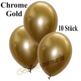 Luftballons in Chrome Gold, 28-30 cm, 10 Stück