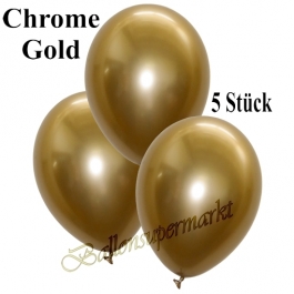Luftballons in Chrome Gold, 28-30 cm, 5 Stück