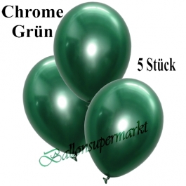 Luftballons in Chrome Grün, 28-30 cm, 5 Stück