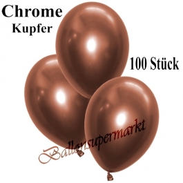 Luftballons in Chrome Kupfer, 28-30 cm, 100 Stück