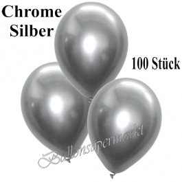 Luftballons in Chrome Silber, 28-30 cm, 100 Stück