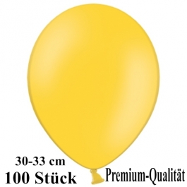Premium Luftballons aus Latex, 30 cm - 33 cm, gelb, 100 Stück