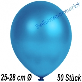 Metallic Luftballons in Blau, 25-28 cm, 50 Stück