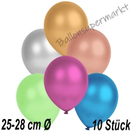 Metallic Luftballons in Bunt gemischten Farben, 25-28 cm, 10 Stück