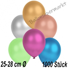 Metallic Luftballons in Bunt gemischten Farben, 25-28 cm, 1000 Stück