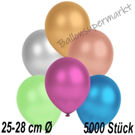 Metallic Luftballons in Bunt gemischten Farben, 25-28 cm, 5000 Stück