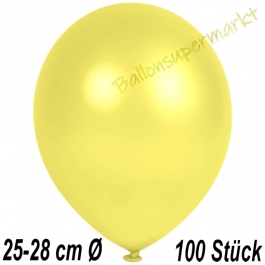 Metallic Luftballons in Gelb, 25-28 cm, 100 Stück