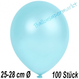Metallic Luftballons in Hellblau, 25-28 cm, 100 Stück