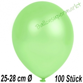 Metallic Luftballons in Mintgrün, 25-28 cm, 100 Stück