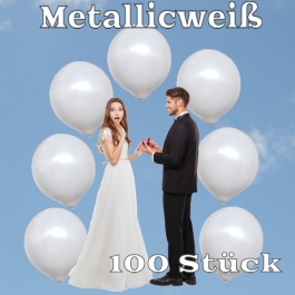 Luftballons 40 cm, Metallicweiß, 100 Stück
