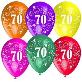 Luftballons Zahl 70 zum 70. Geburtstag, 5 Stück