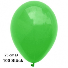 Luftballons Grün, 25 cm, 100 Stück, preiswert und günstig