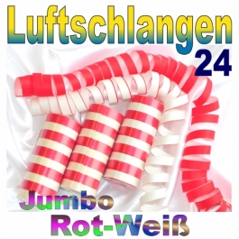 Luftschlangen Jumbo Rot-Weiß, 24 Rollen