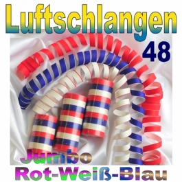 Luftschlangen Jumbo Rot-Weiß-Blau, 48 Rollen