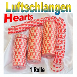 Luftschlangen mit Herzen, rot-weiß, 1 Rolle