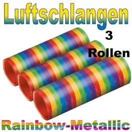 Luftschlangen in Regenbogenfarben, 3 Rollen