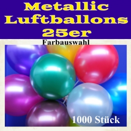 Metallic Luftballons mit Farbauswahl, 1000 Stück, 25-28 cm