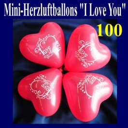 Mini Herzluftballons I Love you, 100 Stück