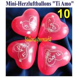 Mini Herzluftballons Ti Amo, 10 Stück