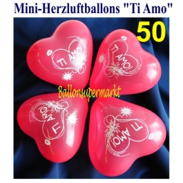 Mini Herzluftballons Ti Amo, 50 Stück