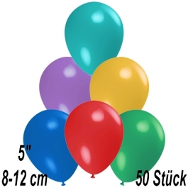 Luftballons 12 cm, Bunt gemischt, 50 Stück