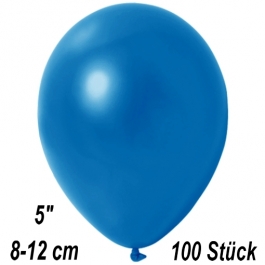 Kleine Metallic Luftballons, 8-12 cm,  Blau, 100 Stück