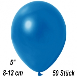 Kleine Metallic Luftballons, 8-12 cm,  Blau, 50 Stück