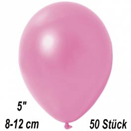 Kleine Metallic Luftballons, 8-12 cm, Rosa, 50 Stück