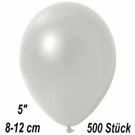 Kleine Metallic Luftballons, 8-12 cm, Weiß, 500 Stück