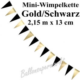 Mini-Wimpelkette, gold/schwarz, 2,15 m