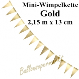 Mini-Wimpelkette, gold, 2,15 m