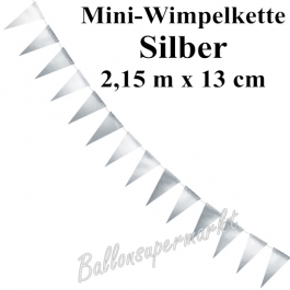 Mini-Wimpelkette, silber, 2,15 m