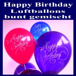 Happy Birthday Motiv Luftballons, Latexballons zum Geburtstag, 10 Stück Beutel