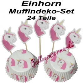 Einhorn Muffinset zum Kindergeburtstag, 24 Teile